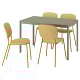 VIHALS / VIHALS Table and 4 chairs, green/yellow Tibbleby yellow, 120/180x74 cm