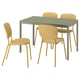 VIHALS / VIHALS Table and 4 chairs, green/yellow Tibbleby yellow, 120/180x74 cm