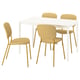VIHALS / VIHALS Table and 4 chairs, white/yellow Tibbleby yellow, 84/120x74 cm
