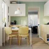 VIHALS / VIHALS Table and 4 chairs, white/yellow Tibbleby yellow, 84/120x74 cm