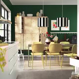 VIHALS / VIHALS Table and 6 chairs, green/yellow Tibbleby yellow, 120/180x74 cm