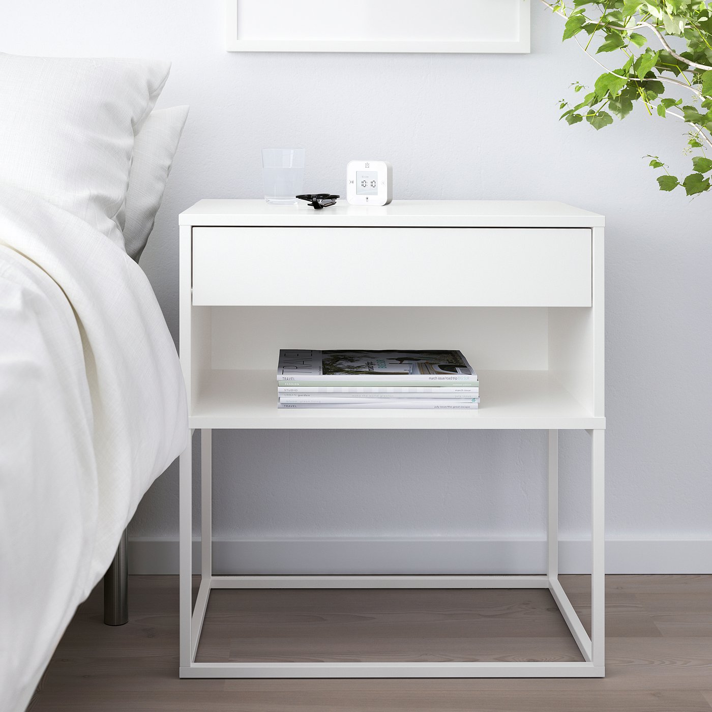 VIKHAMMER bedside table, white, 60x39 cm - IKEA Sweden