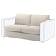 Option: The VIMLE sofa is a cream-colored, modern piece with clean lines and boxy arms, perfect for contemporary spaces.