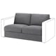 VIMLE 2-seat sofa in grey tweed fabric with angled arms and removable cushions.