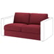 VIMLE red loveseat, modern design, white legs, cozy and durable.