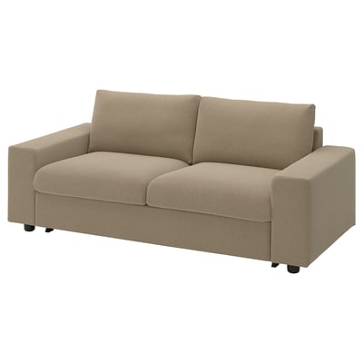 VIMLE 2-seat sofa-bed, with wide armrests/Johanneshov brown-beige