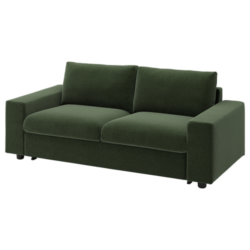 VIMLE 2-seat sofa-bed, with wide armrests/Johanneshov dark green