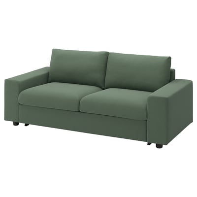 VIMLE 2-seat sofa-bed, with wide armrests/Knäbäck grey-green