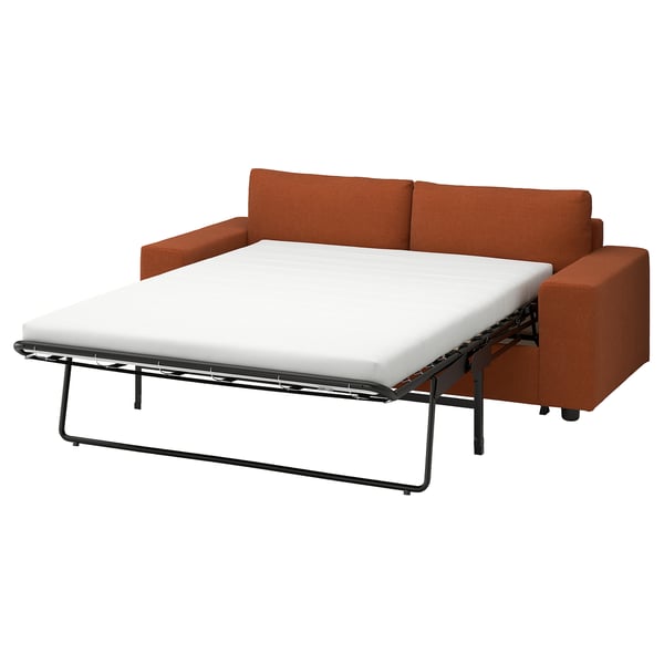 VIMLE 2-seat sofa-bed, with wide armrests/Mosshed red-brown