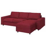 Red VIMLE sectional sofa, l-shaped, modern design, comfy, with storage.