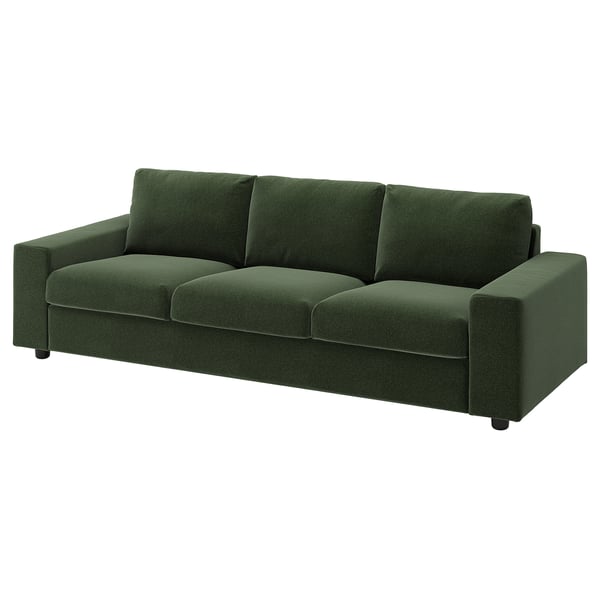VIMLE 3-seat sofa, with wide armrests/Johanneshov dark green