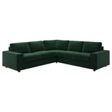 A dark green l-shaped VIMLE sectional sofa with plush cushions and wooden legs.