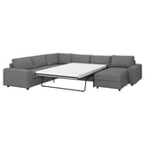 VIMLE sectional sofa in grey, modern & versatile, includes fold-out bed, durable woven fabric.