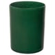 Dark green, cylindrical glass candle holder with frosted texture.
