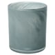 Option: Round, frosted blue-green glass candle holder. Handcrafted with a wavy, textured design.