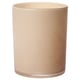 Option: Six-inch tall, cylindrical, light beige glass candle holder.
