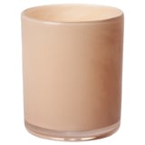 A VINDSTILLA candle holder in a brownish hue, handcrafted from glass with a unique, reflective design.