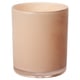 A VINDSTILLA candle holder in a brownish hue, handcrafted from glass with a unique, reflective design.