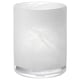 White, cylindrical VINDSTILLA glass candle holder with frosted, swirled design.