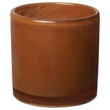 VINDSTILLA: brown glass candle holder, handcrafted, textured design.