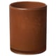 VINDSTILLA: brown glass candle holder, cylindrical shape, painted decorative pattern.