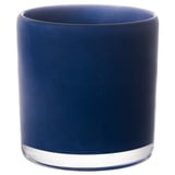 VINDSTILLA: dark blue, glass candle holder. Cylindrical with decorative patterns.