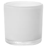VINDSTILLA frosted glass candle holder, white, cylindrical with clear base.