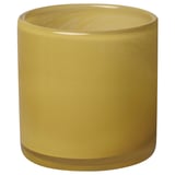 VINDSTILLA: yellow, cylindrical glass candle holder with a decorative gradient design.