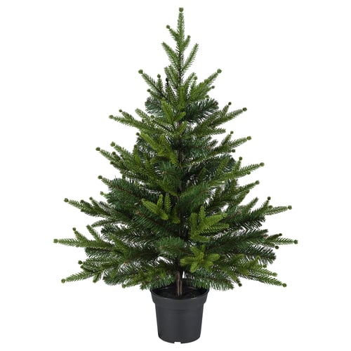 VINTERFINT potted decorative pine tree, green, plastic, conical.