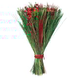 VINTERFINT bouquet: red & green dried plants, tied with red jute string. Festive, round shape.