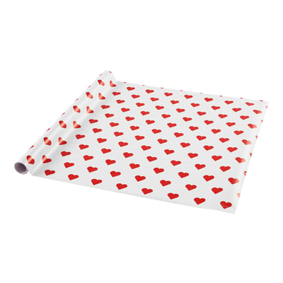 VINTERFINT Gift wrap roll, heart pattern/white/red, 3x0.57 m/1.71 m²