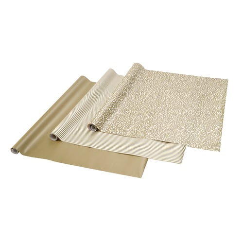 VINTERFINT Gift wrap roll, mixed patterns gold-colour/white, 3x0.7 m/2.10 m²