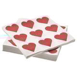 Stacked heart-shaped napkins, red on white, VINTERFINT.