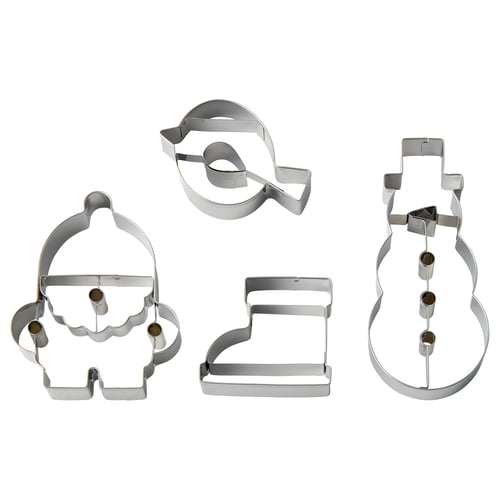 VINTERFINT stainless steel cookie cutters, christmas-themed: snowman, santa, bird, santa boot. Easy to use and dishwasher safe.