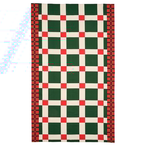 VINTERFINT, green, red, white checkered blanket, cotton, rectangular.