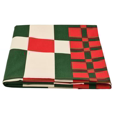 VINTERFINT: red, green & cream checkered cotton blanket.