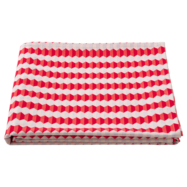 VINTERFINT Tablecloth, striped white/red, 145x240 cm