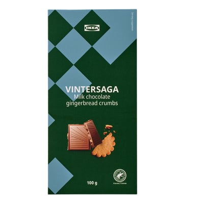 VINTERSAGA Milk chocolate tablet, gingerbread crumbs Rainforest Alliance Certified, 100 g