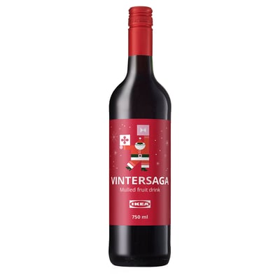 Red VINTERSAGA fruit drink bottle by ikea, 750ml.