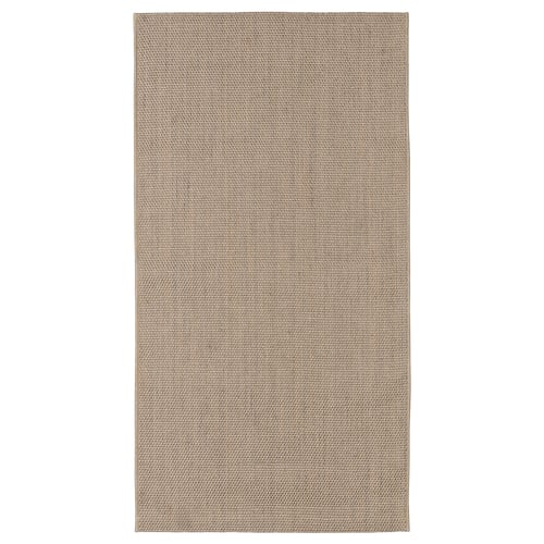 Rectangle natural fiber rug, flat-woven, jute-sisal blend.