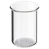 VOXNAN glass cup, clear, round, simple design, sits on a flat surface.