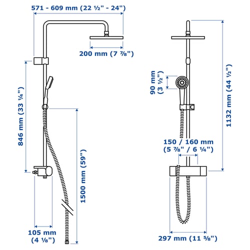 Illustration with measurements for the product: VOXNAN.