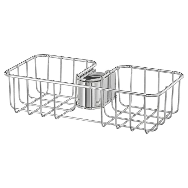 VOXNAN wire baskets, chrome-plated, rectangular, 2-compartment, hanging design. Durable, stainless steel, for bathroom organization.