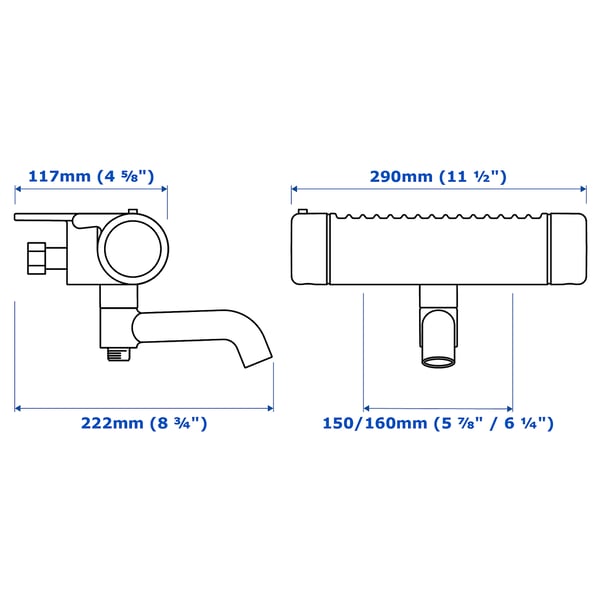 Illustration with measurements for the product: VOXNAN.