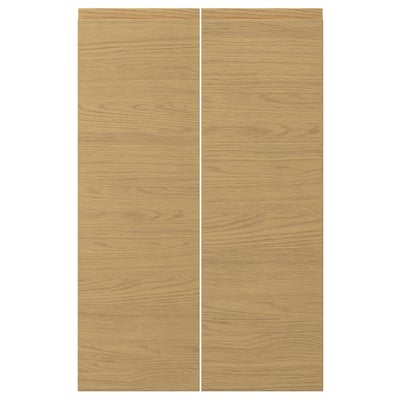 VOXTORP oak-brown cabinet doors, sleek modern design with integrated handles.
