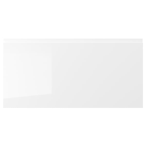 VOXTORP white gloss kitchen front - modern, high-gloss surface, integrated handles.