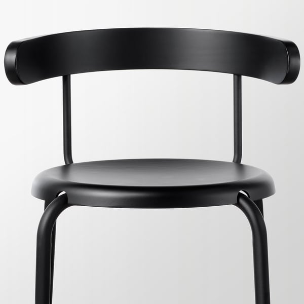 Modern black chair, sturdy & stylish. Rounded seat & back for comfort. Quality materials & design.