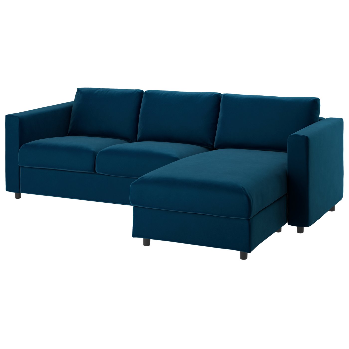 IKEA VIMLE klädsel till 3-sitssoffa, med schäslong/djuparp mörk grönblå