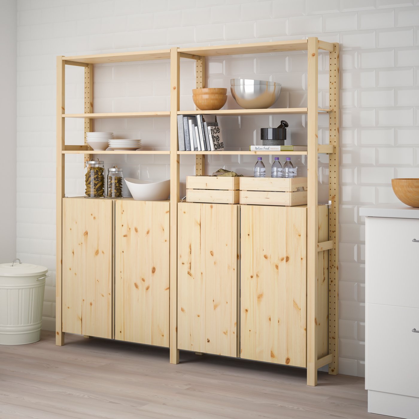 IKEA IVAR 2 sektioner/hyllor/skåp, furu, 174x30x179 cm