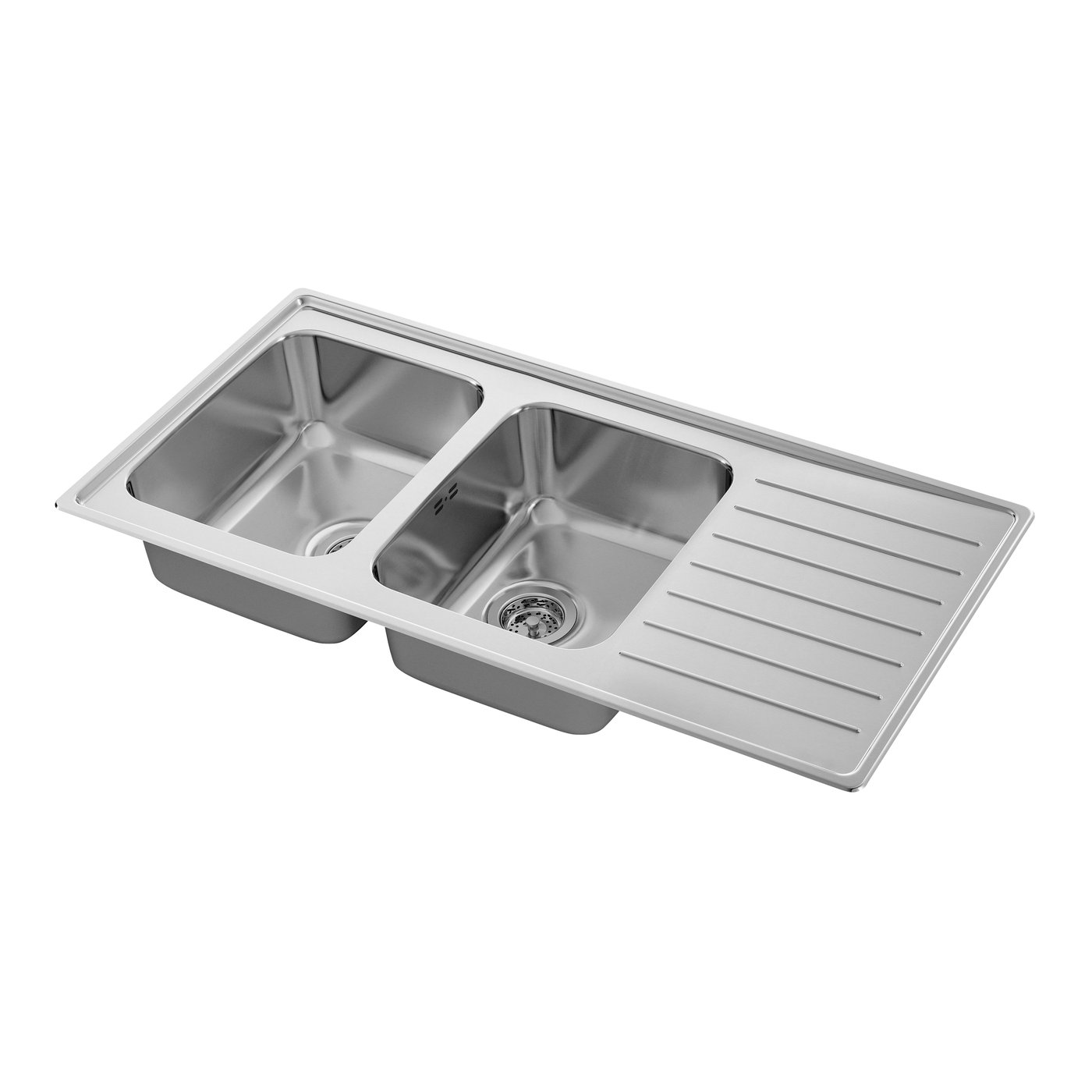 IKEA VATTUDALEN underlimmad diskho, 2 hoar m avr, rostfritt stål, 110x53 cm, inbyggnadsdiskho